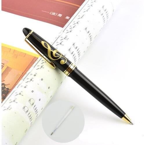 Music stationery ballpoint pens golden Retractable pen treble clef press type Medium Nib ball pen signing school Writing Suppliy