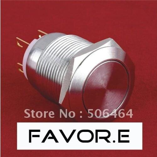 * Stainless steel 19mm IP65 5A/250VAC 1NO 1NC Momentary metal Push Button Switch