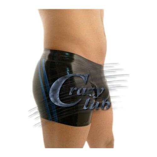 New Fashion 100% pure natural latex handmade Stripe Latex Fetish Rubber Mens Underwear Shorts For Adults Plus Size Hot Sale