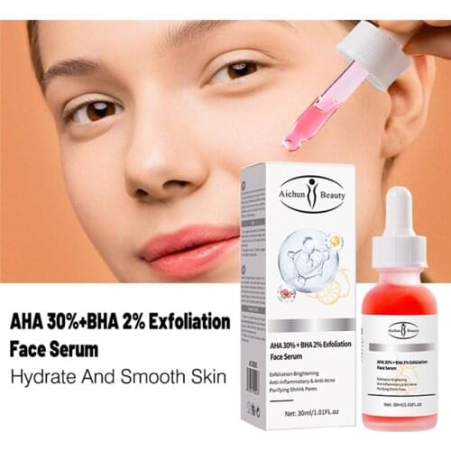 AHA 30% Plus BHA 2% Exfoliation Brightening Facial Serum Anti-inflammatory Treats Acne Hyper-pigmentation Premature Aging 30ml