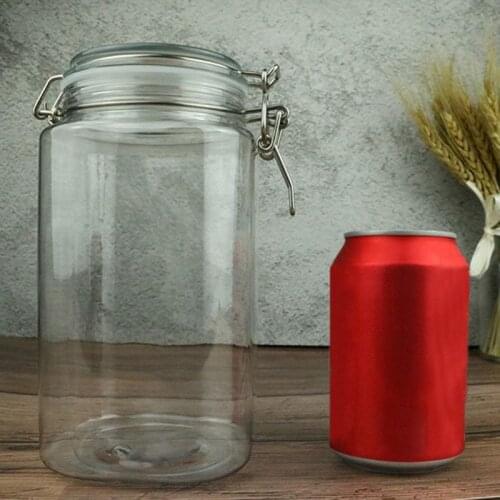 Plastic Square Clip Top Storage Jar With Airtight Seal Lid Food Container Tableware Preserving Kitchen Flour Pasta Spice Organiz