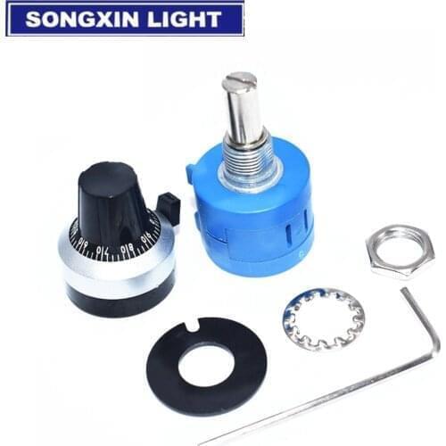 3590S-2-103L 3590S 10K ohm Precision Multiturn Potentiometer 10 Ring Adjustable Resistor + Turns Counting Dial Rotary Knob MODU