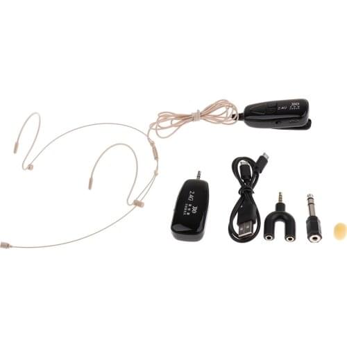 Durable 2.4Ghz Headset Wireless Microphone MIC Set for Interview Chatting Meeting Live