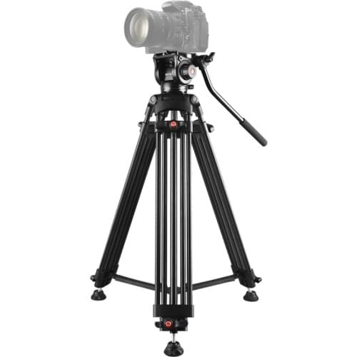PULUZ Professional Heavy Duty Video Camcorder Aluminum Alloy Tripod with Fluid Drag Head for DSLR / SLR Camera