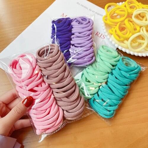 50Pcs/Lot Girls 4cm Nylon High Elastic Hair Band Women Ponytail Rubber Band Hair Ring Fashion Head Rope Simplic Hair Accessories
