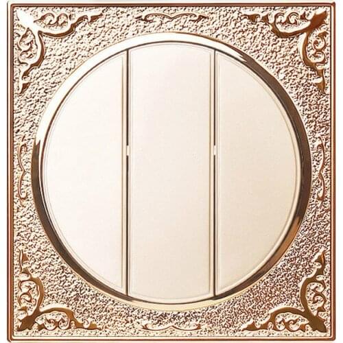 Luxurious Carved gold Push Button switch socket 3gang2way Wall light socket 110v-250v 10A