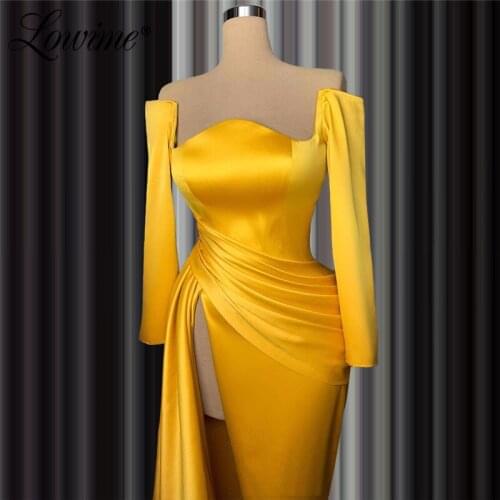 Off The Shoulder Gold High Split Side Sexy Party Dresses 2020 African Long Prom Dress Women Plus Size Celebrity Evening Gowns