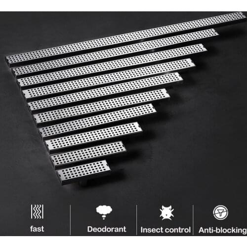 Wetips Bathroom Shower Drain Floor Square Drains Fast Long Linear Drainage Channel Drain Bathroom Deodorant Floor Drainer