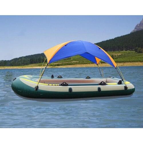 Boat Sun Shade Shelter 4 Persons Folding Top Shade Cover Folding Inflatables Boat Awning Top Cover Boat Kayak Accessories