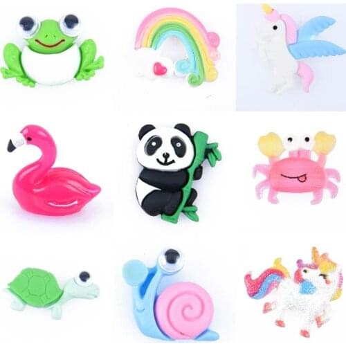 Hot Selling 1 Pcs Cartoon Croc Shoe Charms Lovely Animal Decorations Resin Panda Bracelet Accessories Frog Fish Transparent Bear