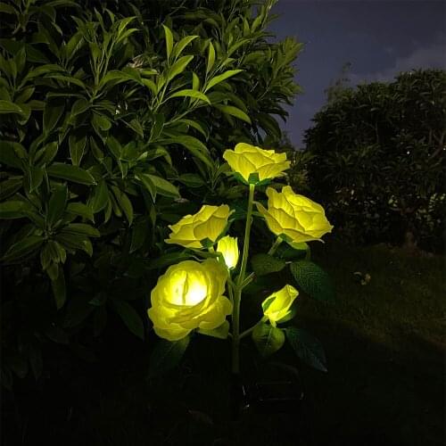 6-head Rose Lamp Outdoor Solar Powered Waterproof Rose Flower Stake Lamp for Home Garden Yard Lawn Path Rose Flower Lawn LED Lig