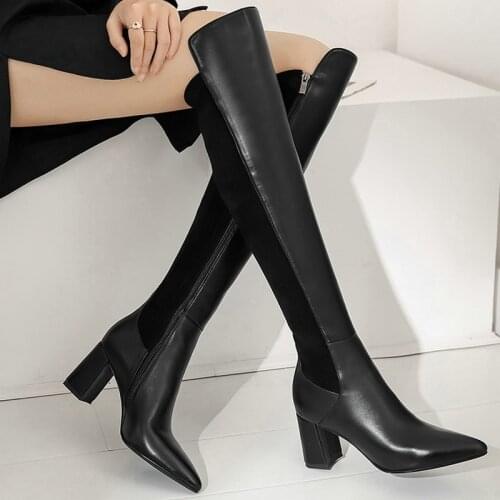 Vintage Female over the Knee High Boots 2021 Fall Winter Newest Working Party Shoes Woman Classic Party Basic Womens Boots