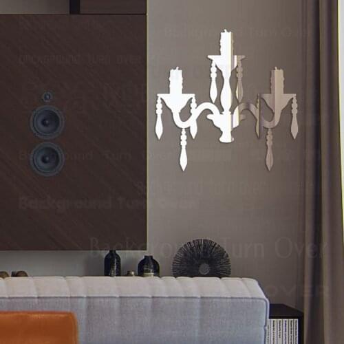 Mirror Wall Stickers Room Decoration Decals Walls Sticker Decorative Candlestick Retro Palace Luxury Vintage Chandelier R035
