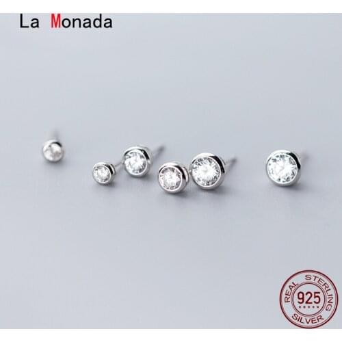 La Monada Round Circle Korean Minimalist Women Earrings Silver 925 Stud Fine In Jewelry Silver 925 Stud Earrings For Women Bead