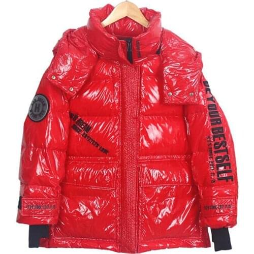 Winter Glossy Women White Duck Down Jacket Thick bf Harajuku Loose Parka Disposable Letter Embroidery Large Size Coat