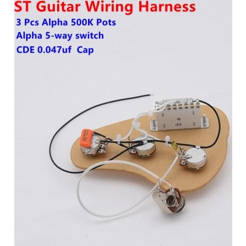 1 Set SSH Electric Guitar Wiring Harness ( 3x 500K Pots + 5-Way Switch + Jack ) for ST Guitar Kit