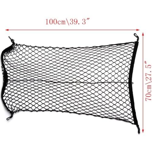 100x70cm Universal Car Trunk Luggage Storage Cargo Organizer Nylon Elastic Mesh Net w/4 Hooks