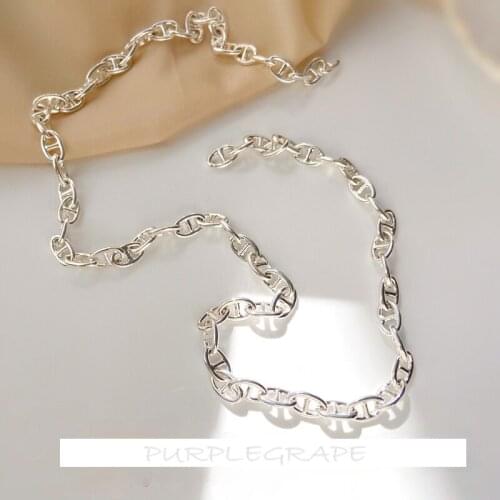 18K gold Japanese word buckle thick chain diy punk style necklace bracelet material copper plated silver handmade loose chain