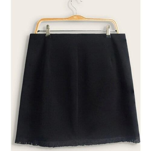 2021 Plus Size Womens Knitted Casual Elegant Tassel Skirt Bag Hip Short Pure Black Pattern Zipper Leisure Home
