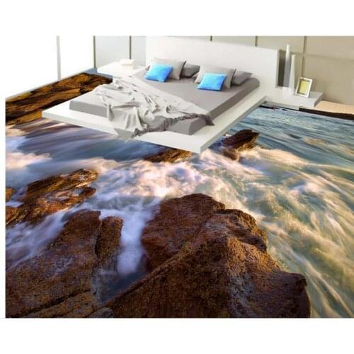 3d floor painting wallpaper Wave rock 3D flooring pvc self-adhesive wallpaper 3d flooring 3d wallpaper waterproof