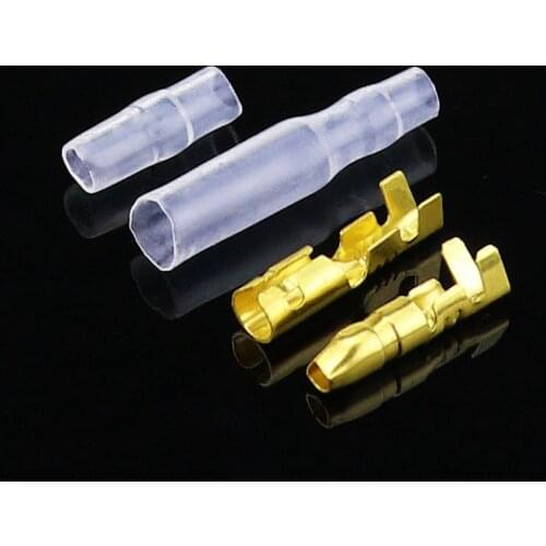 4.0 bullet terminal car electrical wire connector diameter 4mm pin set 50sets=200pcs Female + Male + Case Cold press terminal