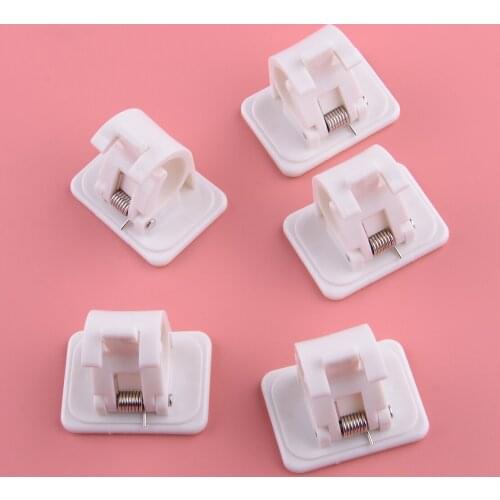 5Pcs ABS Self-stick Curtain Wall Hanging Rod Holder Clips Hooks Brackets White Fit For Bathroom Kitchen Bookshelf Furniture