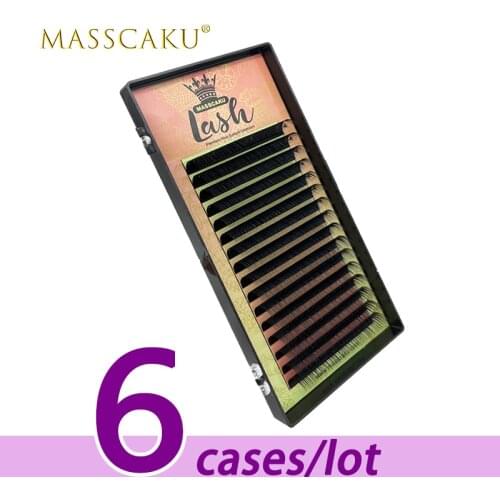 6 Cases/Lot Vendor Wholesale Individual Eyelashes 8-16mm Premium Fake Eyelash Extension Glossy Black Soft Eyelashes for beauty
