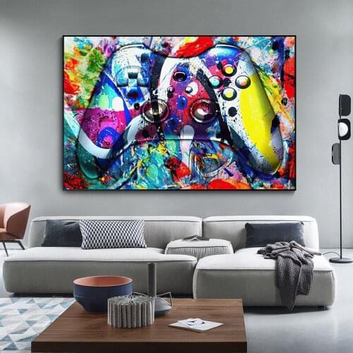 Abstract Graffiti Gamepad Art Painting Graffiti Wall Art Colorful Graffiti Canvas Painting on The Street Cuadros Home Decoration