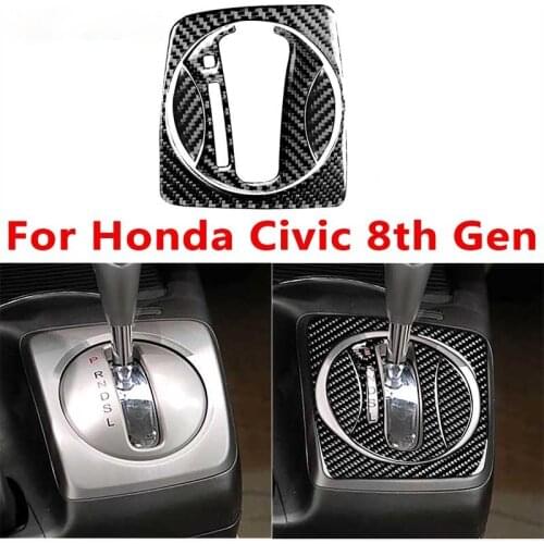 Car Automatic Gear Shift Panel Cover 4pcs Gearbox Trim Frame Real Carbon Fiber Sticker Auto For Honda Civic 8th Gen 2006-2011