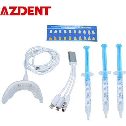 AZDENT Hot Dental Equipment 3X3ml Teeth Whitening Kit Peroxide Bleaching System Oral Gel Kit Ultra White Lamp Tooth Whitener