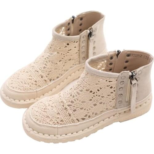 Soft Bottom Martin Boots Summer Round Head Breathable Flat Bottom Shoes Sen Boots Wild Sandals Female Fairy Shoes