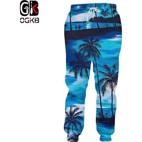 OGKB Casual Pants Homme Fashion Loose Furit 3D Trousers Print Coconut Sweatpatns Hip Hop Big Size Clothes Male Winter Spring