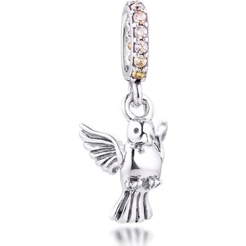 CKK Fit Pandora Bracelet 925 Sterling Silver Metal Beads Dove Of Peace Dangle Charms DIY Jewelry Making Wholesale
