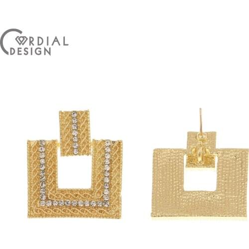 Cordial Design 40Pcs 24*28MM Jewelry Accessories/Hand Made/Rhinestone Earring Stud/Square Shape/DIY/Jewelry Findings & Component