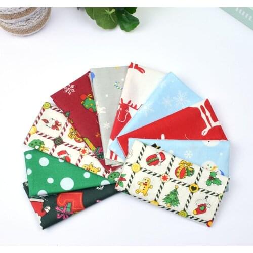 DIY Random 5/10pcs/lots 25x25cm Christmas 100%Cotton Pur-cut Patchwork Fabric Bundle Sewing Quilting Crafts for Handmade