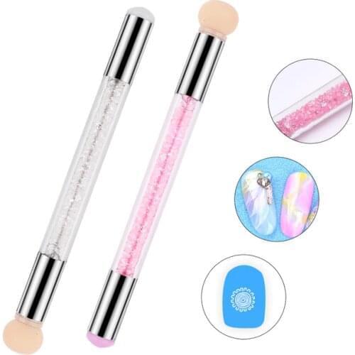 Double End Nail Art Gradient Brush Pen & Transfer head Draw Painting Dotting Tips Rhinestone Handle Manicure Tool Set
