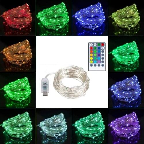 5m 10m 20m Multicolor Remote Copper Wire String Light Fairy Garland Light for Bedroom Christmas Outdoor Wedding Party Decoration