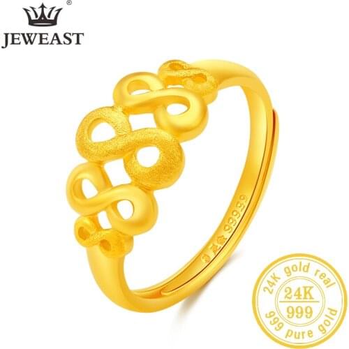 JLZB 24K Pure Gold Ring Real AU 999 Solid Gold Rings Shiny Heart Beautiful Upscale Trendy Classic Jewelry Hot Sell New 2020