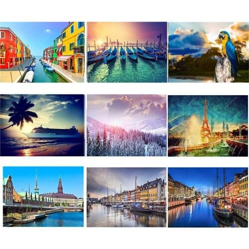 DIY Paints By Numbers City street Scenery 50x40cm Art Pictures Coloring Decorative Canvas Wall Artcraft Oil Painting By Number