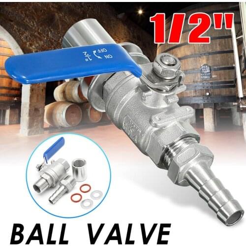 1/2" High Quality Stainless Steel Weldless Compact Ball Valve Barb-Homebrew Beer Kettle Pot Corrosion Resistance