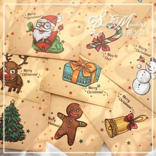 30sets Cute Christmas Paper Envelope Card Sticker Set Retro Vintage Card Scrapbooking Gift Bag Wishes Card Envelope Stationery