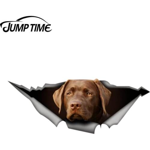Jump Time 13cm x 5.2cm Labrador Decal chocolate Retriever Decal car sticker 3D Graphic Vinyl Decal Car Window Laptop Car Sticker