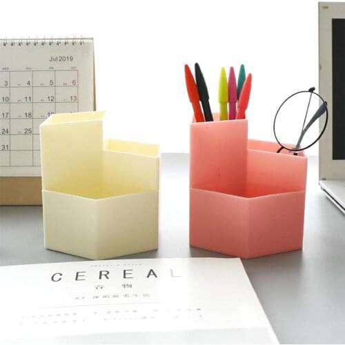 Desktop Storage Box Hexagonal Office Pen Pencil Holder Desk Organizer Office Storage Desktop Pen Holder Stationery Supply