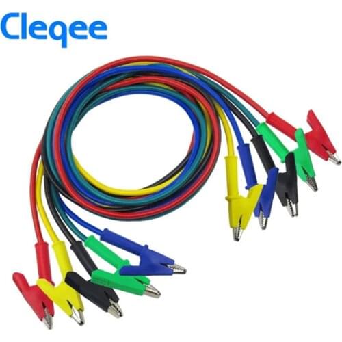 NEW 5pcs Cleqee P1024 Double-ended Clips Cable Alligator Testing Probe Lead Wire 100CM 5 colours 15A