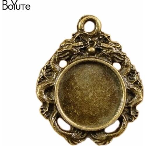 BoYuTe (50 Pieces/Lot) 12MM Cabochon Base Pendant Setting Wholesale Vintage Style Bronze Dragon Pendant for Jewelry Findings