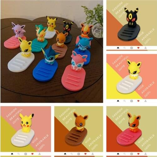 Pokemon Pikachu Universal Mobile Desktop Stand Cartoon Eevee Leaning Mobile Shell Stand Doll Lightweight Desktop Decoration