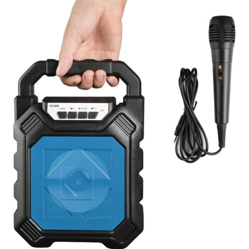 With Mic Portable KTV Speaker Bluetooth 4.2 TF USB AUX FM Function 4 Inch 5W Speaker For Home Outdoor Karaoke With 18650 Battery