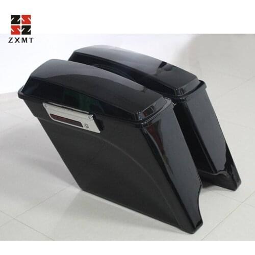 Motorcycle Stretched Extended Hard Saddlebags Saddle Bag Trunk For Harley Touring Road King Electra Glide Ultra ABS 1993 - 2013