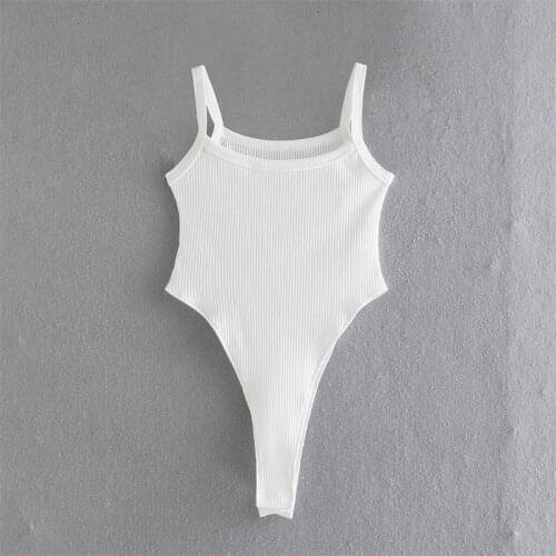 TRAF Women 2021 Fashion New Sexy Solid Color Sleeveless Versatile Slim Bottoming Vest Jumpsuit Streetwear