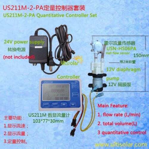 US211M-2-PA Quantitative Controller 1.5L/min Flow Rate Display with USN-HS06PA Hall Flow Sensor 99.5% accuracy total volume